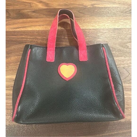 Bvlgari Handbags - Bvlgari Leather Heart Logo Mini Tote Bag Black Red Gold Preppy Cute Winter Fall